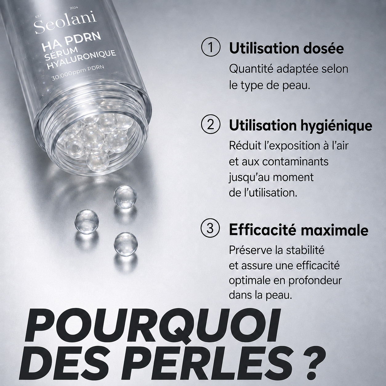 Sérum perlé coréen à l’acide hyaluronique et au PDRN