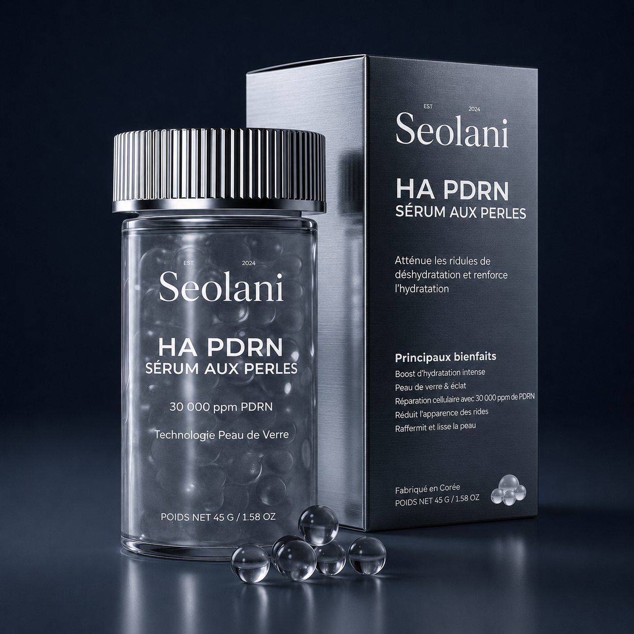 Sérum perlé coréen à l’acide hyaluronique et au PDRN