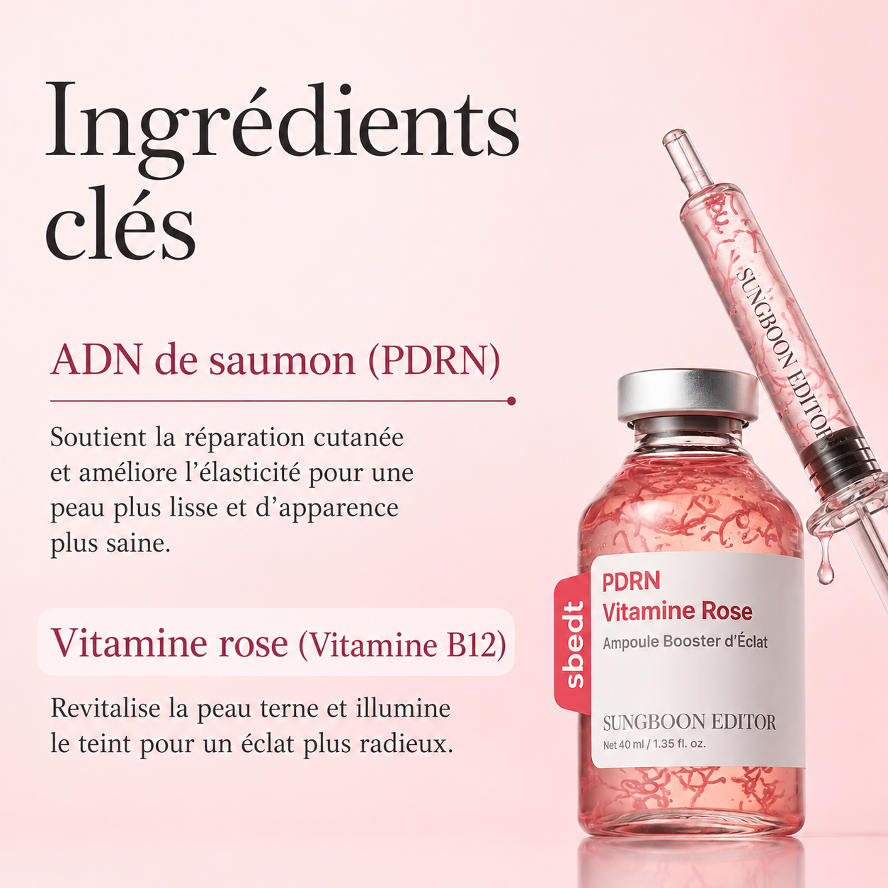 Koreaanse PDRN-ampul met vitaminen voor een stralende huid
