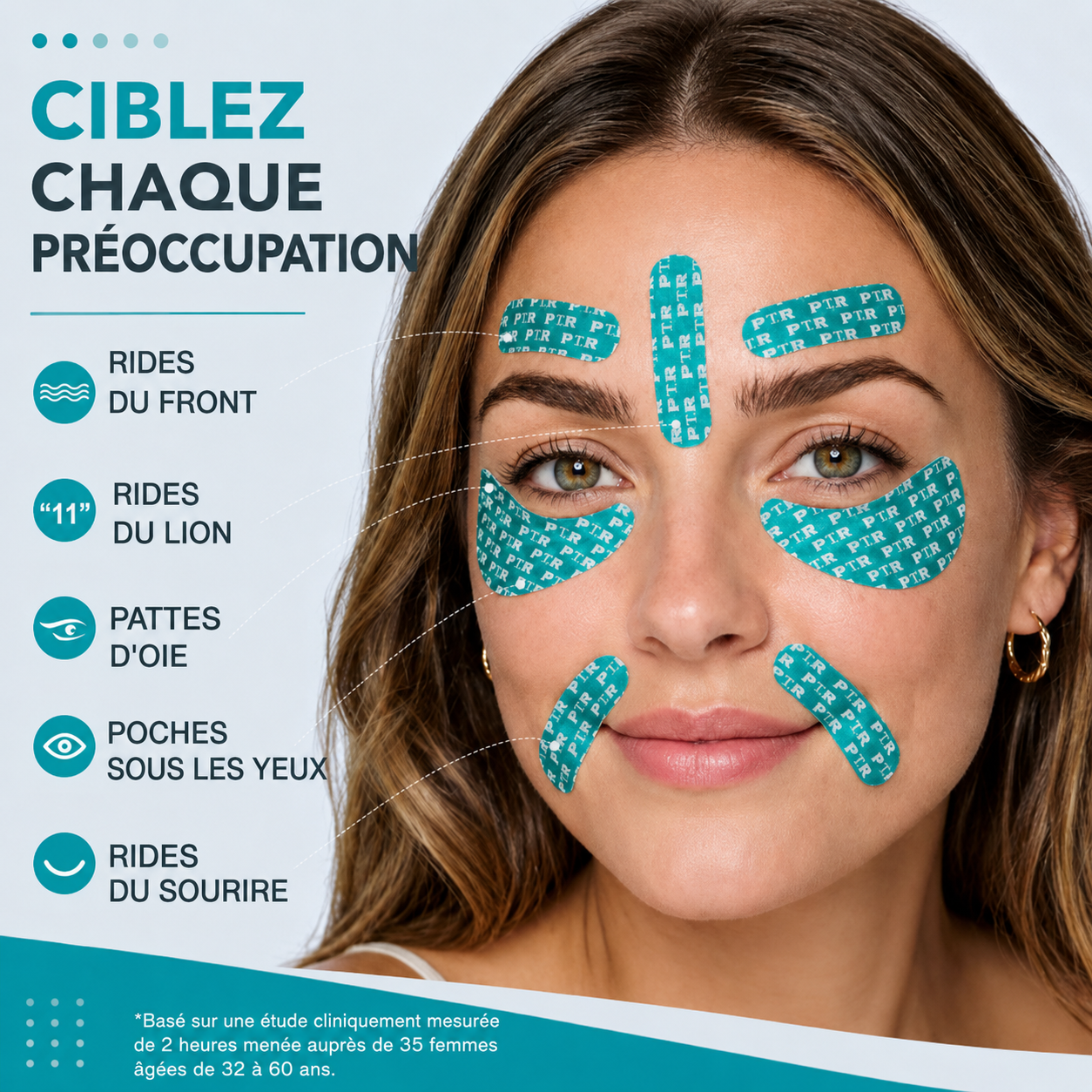 Peptide-doordrenkte gezichts- en oogcontourband
